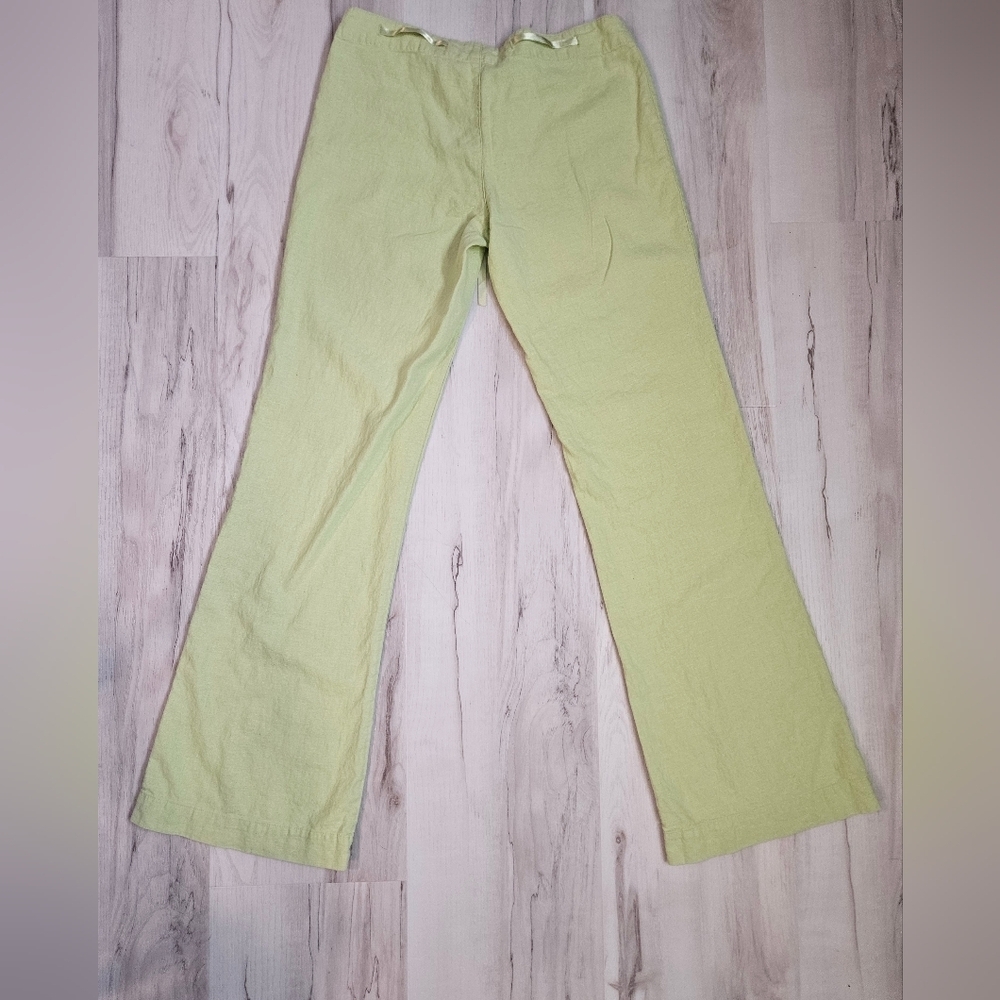 Wet Seal Vintage Y2K Linen Blend Wide Leg Drawstring Pants Light Green Juniors-3 - Picture 9 of 9